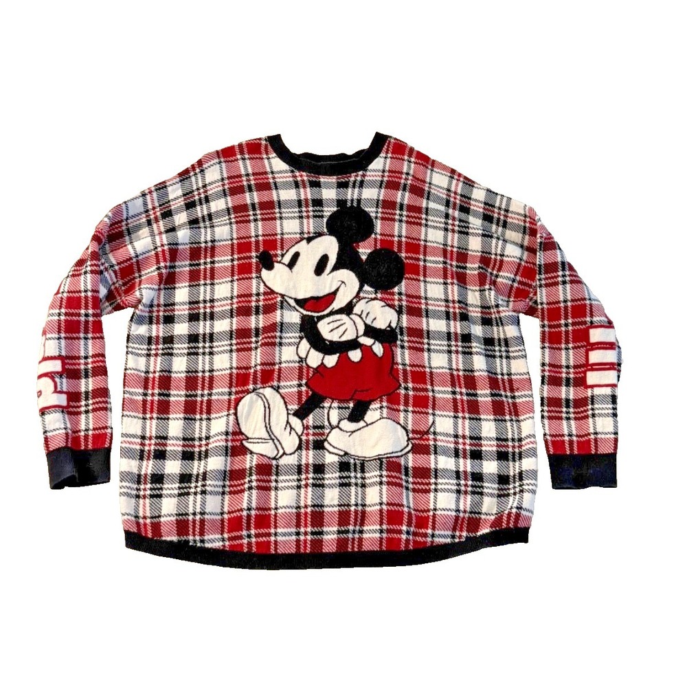 Disney Parks Men's Spirit Jersey Mickey Walt Disney World Sweatshirt Plaid - XXL